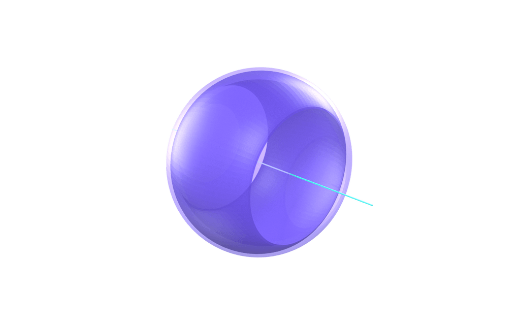 Nested shells of energy density around an empty middle, forming a ring or collar around the direction of travel, with the density falling exactly to zero along the travel axis itself so there is nothing ahead of or behind the centre.