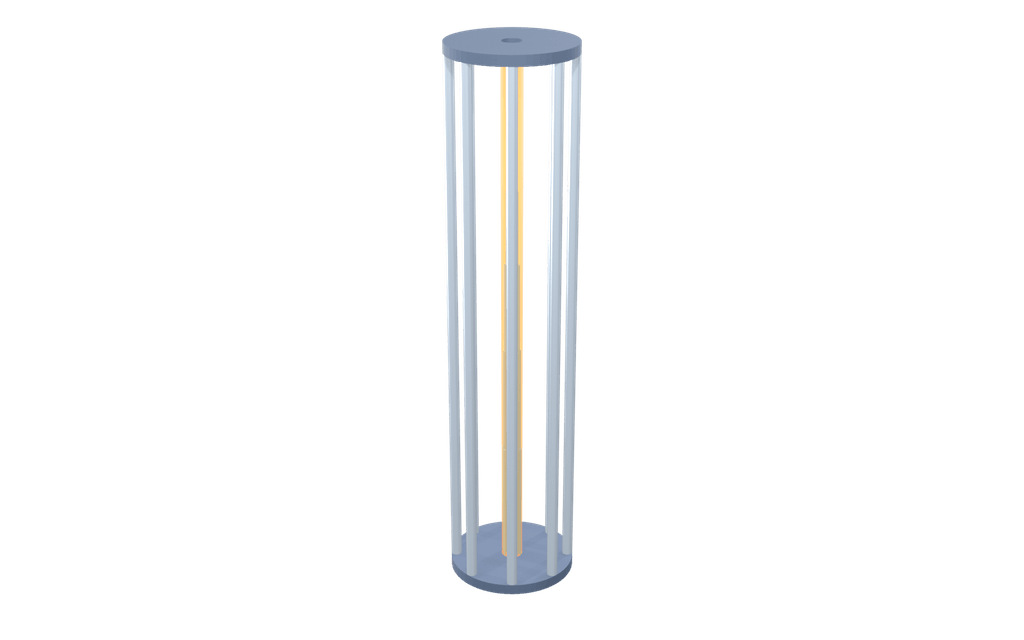 A narrow plasma column running between two electrodes with a thinner, denser core along its axis, surrounded by streamlines whose lengths differ — long near the axis, short near the edge — so the flow is visibly faster in the middle than at the rim.