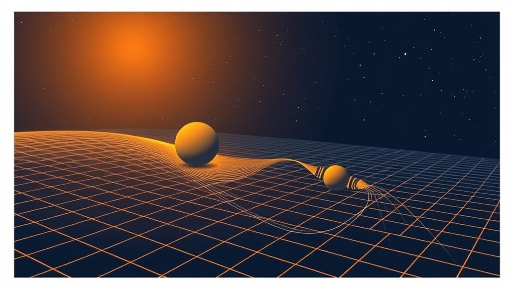 A coordinate grid with distances changing smoothly around a central mass.